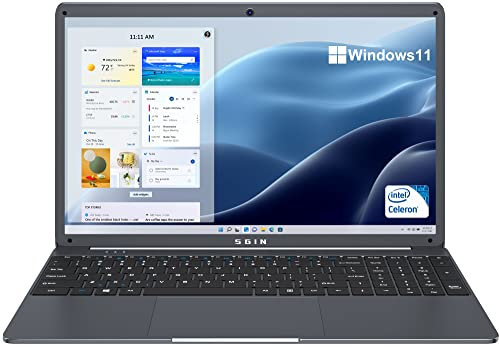 SGIN X15 Laptop 15,6 pollici 12 GB DDR4 512 GB SSD, Windows 11 Intel Celeron N4500, 1920 × 1080 display IPS FHD, 2 USB 3.0, WiFi, Bluetooth 4.2, supporta l'estensione della scheda TF, grigio