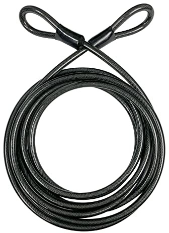 DELSWIN Security Steel Cable with Loops - 6ft, 15ft Heavy Duty Bike Steel Cables 3/8 inch Thick Vinyl Coated Braided Lock Cable for Bicycle, Generator, Kayak, Patio Furniture