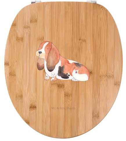 Mr. & Mrs. Panda Motiv WC Sitz Hund Basset Hound - Geschenk, Vierbeiner, Hundemama, Hundeliebe, Toilettendeckel, Wauwau, Hunderasse, Sprüche,