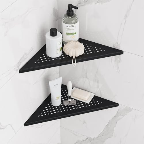 Neodrain Duschregal Ecke Edelstahl 304 Duschablage Schwarz Eingebautes Duschkorb Halterung für Bad, Küche, 2 Stück