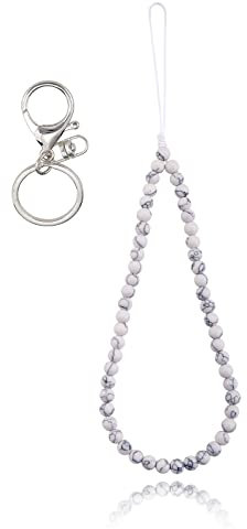 BEEFLYING Dragonnes de Cordon de téléphone en Pierre Charmes de téléphone en Pierres précieuses Turquoise synthétiques Corde de Longe Anti-Perte Faite à la Main pour Porte-clés Téléphone Accessoires