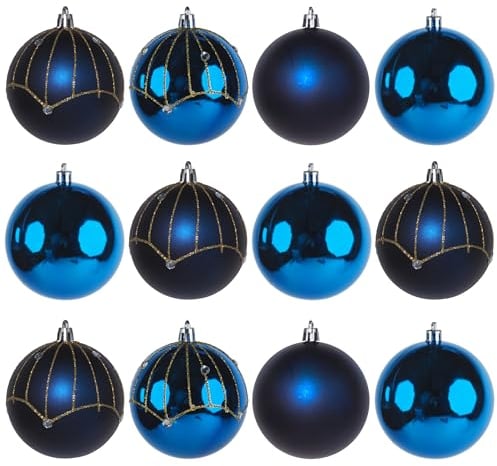 Weihnachtskugeln, Marineblau, 8 cm, Opulent Gatsby, 12 Stück
