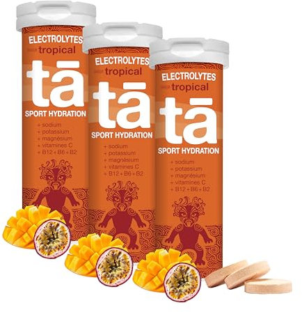 TA ENERGY - PACK x3 Tubes - Pastilles d'hydratation - Sels Minéraux - Vitamines - Faibles en calories - Réduit les crampes - MADE IN FRANCE (Tropical, x3)
