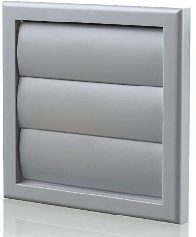 Grey 100mm 4 Inch Plastic External Ducting Gravity Grille Air Vent Cover Extractor Fan Back Draught Shutter Covers AC HVAC Bathroom Outside Wall Ventilation Hose Duct Grill - Part F Building Regs