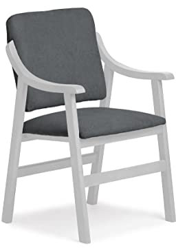 Abuelo a Gusto- Silla Comedor con Brazos de Madera de Haya, con Respaldo Recto. Ideal para Dormitorio, Comedor o Salida.. Tamaño: 87x55x55 cm. (Lacado Blanco, Marengo)