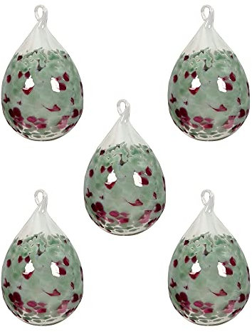 Lauschaer Glas Ostereier aus Glas mit Granulat Verschiedene Größen und Sets mundgeblasen handgeformt (5, opalgrau mit rubinrot)