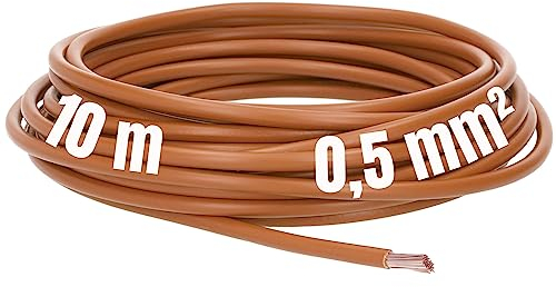 Kalitec 10 m H05V-K 0,5 mm² marron I Câble 0,5 mm2 comme câble de câblage I Câble flexible en PVC - Fil de commutation
