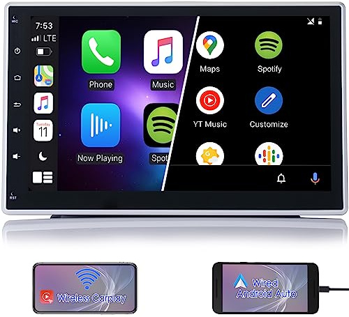 iFreGo Radio de coche Android 12 con navegación universal para coche, inalámbrico, 10,1 pulgadas, radio Bluetooth, radio FM, USB/AUX, WiFi/GPS/cámara de marcha atrás/RDS/control del volante