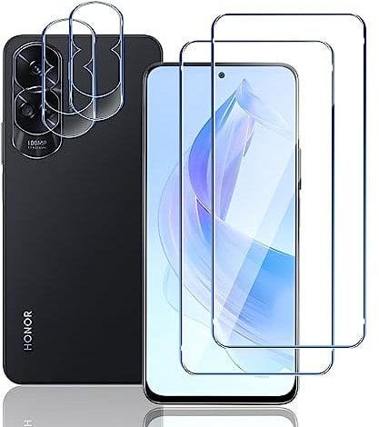 Yanwom [2+2 Protector de Pantalla para Honor 90 Lite 5G Cristal Templado + Protector de Lente de Cámara, 9H Dureza Antiarañazos Sin Burbujas, HD Vidrio Templado Film Protection