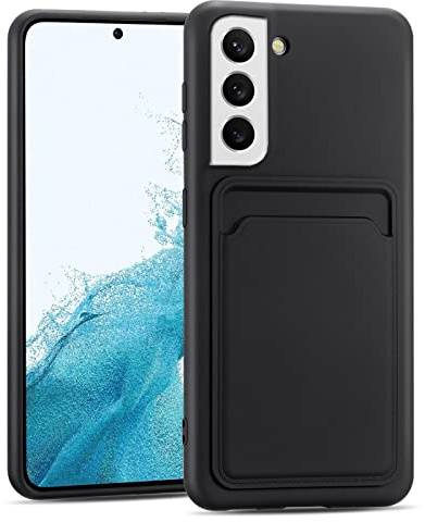 CoolGadget Handyhülle mit Kartenfach für Samsung Galaxy S23 Schwarz | Silikon Case mit Kartenhalter auf der Rückseite, stoßfest, erhöhter Kameraschutz, dünn