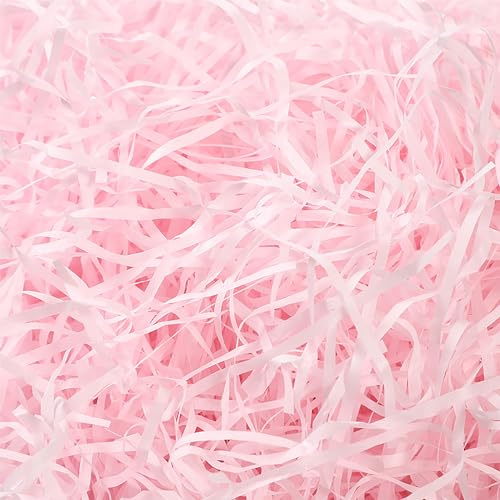 PMELCXD 200g Shredded Tissue Paper Raffia Hamper Shreds Raffia Grass Filling Material for Baskets, Gift Box Filling Paper, Basket Grass, DIY and Gift Wrapping for Gift Box Decoration (PINK)