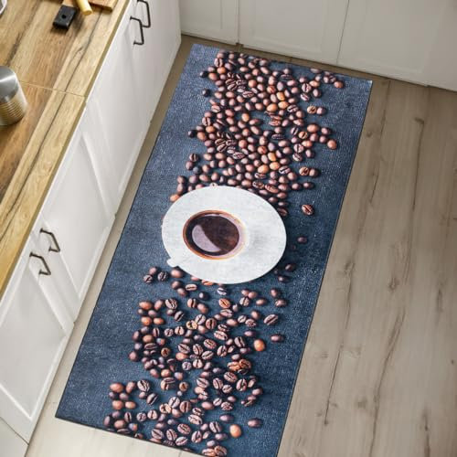 Mazovia Tappeto Cucina - Tappeto per Cucina Pelo Corto - Certificato Oeko-Tex - Lavabile a 30°C - Cura facile - 80 x 200 cm - Grigio Chicco di caffè