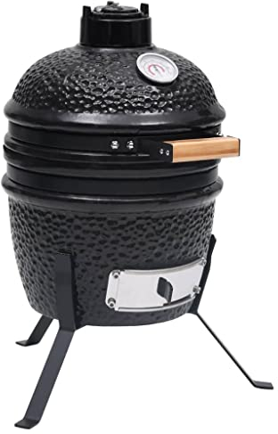 Kitchen & Dining-2in1 Kamado Barbecue Grill Smoker Keramik 56 cm Black-Home & Garden