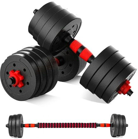 FK Sports Adjustable Dumbbells Set with Barbell 40Kg - Dumbbell Weight Set for Women & Men for Home Gym- Weight Lifting Set for Bodybuilding & Strength Training - Anti Slip Handle - Gym Equipment