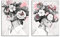 Leinwandbilder Set Ana 2x 32x42 cm (AUFHÄNGFERTIG) - Frau mit Blumenkopf – Hochformat Wandbild für Wohnzimmer und Schlafzimmer – Abstraktes Bouquet in Rosa und Grau