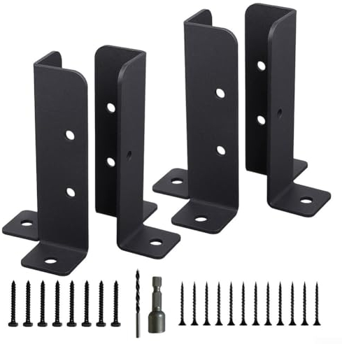 PETSTIBLE Pfostenanker Grundlager, 4 Stück Einstellbare Deck Pfostenanker Basis Klammern, Zaunhalterungen für Pergola Geländer