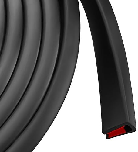 Rubber Edge Trim, Self Adhesive U Channel Edge Trim, U Shaped Trim for Plywood, Glasses, Mirror, Flexiglass, Sharp Edge Parts, Fit for 8 mm(5/16), Length 6 m(20Ft), Black, Peel and Stick Trims
