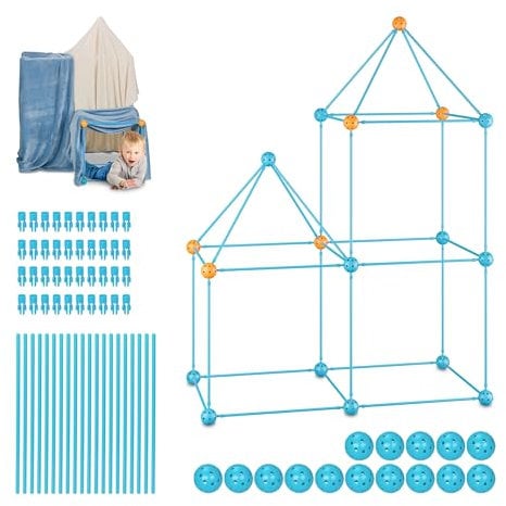 Relaxdays DIY Konstruktionsspielzeug, Kinderhöhle, 85-TLG. BAU Set, Höhle Bauen, Röhrenbaukasten Stecksystem, Mehrfarbig