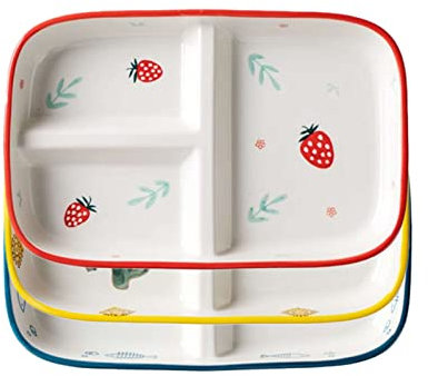 Assiettes divisées, assiette de contrôle de régime, assiettes à dîner, assiettes carrées japonaises de contrôle des portions, assiettes divisées for adultes, assiette de contrôle des portions en céram