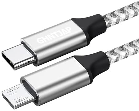 GHNTJAP Cable USB C a micro USB de 1.5 pies, cable micro USB a USB C trenzado USB tipo C a micro USB para Android, compatible con MacBook Pro, Galaxy S22 S21 S10, Pixel, LG