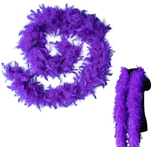 MORAINJAY Federboa,2 Meter 90g Feder Boas Flauschige Pute Federn Schal Damen,Federstola für Damen Kostüm Kleid Mädchen Tee Party,Federschal für Karneval Party,Kostüm Party (Dunkelviolett)