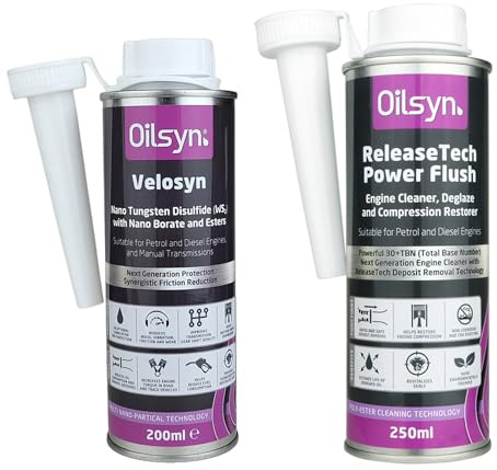 Oilsyn Velosyn Oil Additive & ReleaseTech Engine Flush Combo Pack | 200ml Multi-Nano Oil Additive + 250ml Engine Flush - Flush Then Protect - Complete Engine Treatment