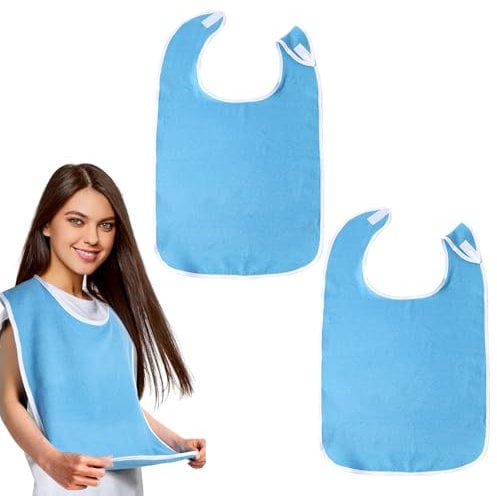 2 Stück Lätzchen für Erwachsene Wasserdichte Latz Frottee Lätzchen Ess-Schürze Verstellbare Essschürze Groß Ess-Latz für Erwachsene Senioren