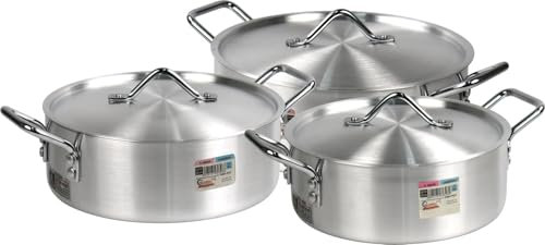 Aluminium Soup Fish Casserole Stew Cooking Pot with Lid (26-28-30cm Set)