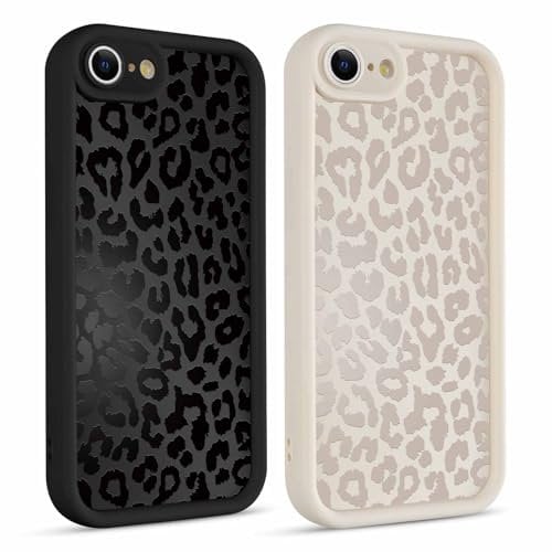 Yoedge 2 Pack Cute Phone Cases for iPhone 8/SE 2022/7/SE 2020 Case 4.7, Fashion Leopard Print Silicone Soft TPU Phone Case for Women, Shockproof Cover Protective Funda para Girls, Rose for iPhone 7