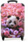 NoBoringSuitcases.com Kinderkoffer Mädchen, Hartschalenkoffer, Kinder Reisekoffer, Koffer Rosa, Handgepäck Koffer, Rollkoffer, Handgepäck Trolley 55x40x20 cm (Junger Panda, Blumen - Rosa)