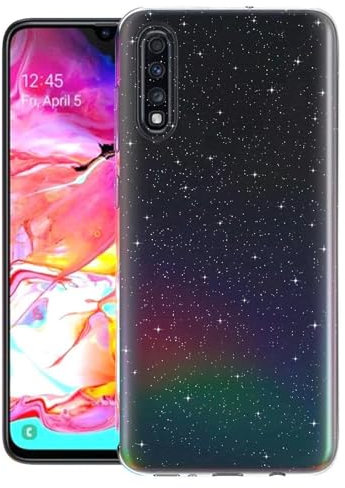 Kaywzo Hülle für Samsung Galaxy A70,Transparent TPU Funkelndes Blinken Handyhülle mit Kameraschutz,Glitzer Frau Mädchen Stoßfester Schutzhülle Silikon Cover Case