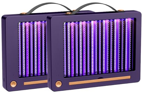 Lampe anti - moustique portable, anti - moustique électrique, piège à moustiques 2000v avec filet de protection intérieur 3 couches - violette. (2 pièce)