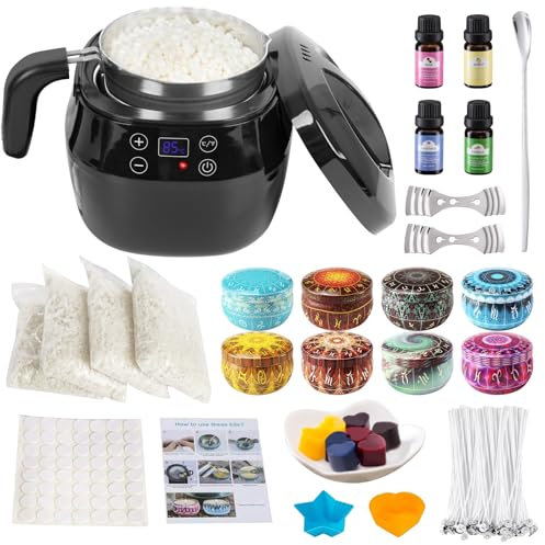 Candle Making Kit for Adults and Beginners, with Electric Wax Melting Pot and Soy Wax, Candle Wax Melter for Candle Making, Candle Making Supplies, Make Your Own Candles, Fragrance Oils, Candle Tins