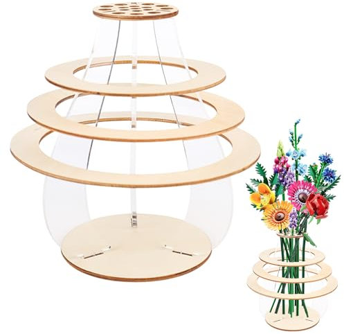 Vaso per fiori, in legno, set da costruzione, puzzle in legno, vaso di fiori per bouquet, supporto per rose, orchidee, piante, fiori, regalo per gli amanti dei fiori