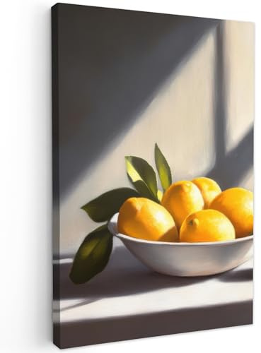 MuchoWow© Leinwandbild Klein Mini Dekoration Wohnzimmer Bilder Pictures | 20x30 cm - Wall Decoration Living Room Wohnungs Deko Moderne Bild Zitronen - Stillleben - Gelb