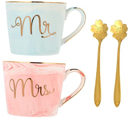 ULTECHNOVO 1 Impostato Tazza Coppia Di Tazzine Da Caffè in Marmo Paio Di Tazze Abbinato Per Il Matrimonio Coppie Di Tazze in Marmo Mr e Mrs Tazze Da Caffè Ceramica