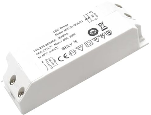 GERUI LED Trafo 12V 20W, Elektronischer Trafo, LED Treiber 230V Auf 12V DC Schalt Niedervolttrafo, für Streifen Lampen G4, MR11, GU5.3, MR16