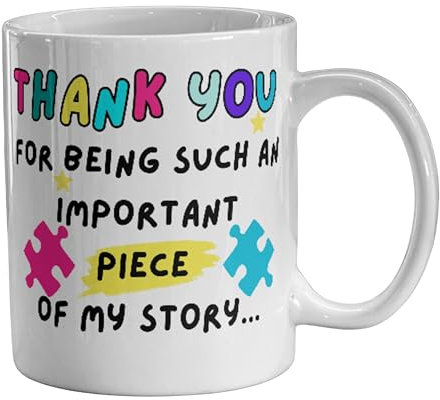 Cheeky Chops Thank You for Being an Important Piece of My Story Mug, Teacher Thank You Gift, Mentor, Friend, End of Term Positivity Mug CMUG614