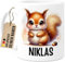 Tassenliebling® Eichhörnchen Tasse personalisiert - Kindertasse mit Namen - Tiere Geschenke - Tasse mit Namen Kind - Personalisierte Geschenke Kinder - Kinderbecher aus Keramik 330ml