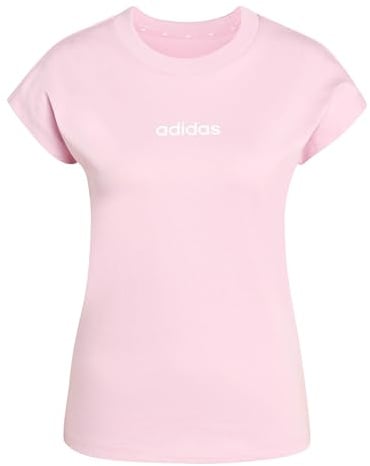 adidas Women's Essentials LINEAR Cotton T-Shirt, True pink/White, XS