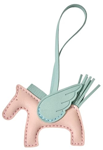 Fuerxy Süßer Taschenanhänger mit Pferdemotiv, handgenäht, für Tragetaschen, Geldbörsen, Handtaschen, PU-Taschen-Zubehör (Rosa)
