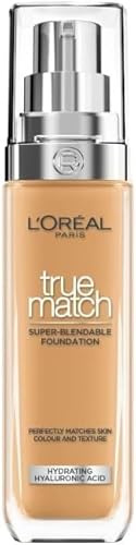 L'Oréal Paris Foundation for Face, Skincare Infused with Hyaluronic Acid, True Match Hydrating Liquid Foundation for All Skin Tones, SPF 16, 6.5W Golden Toffee, 30 ml (Pack of 6)