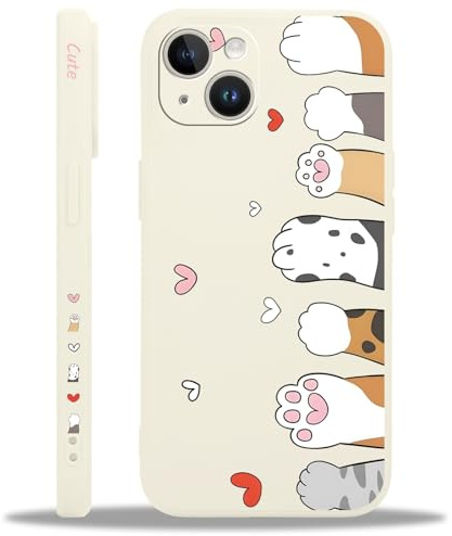 Saqmkil Handyhülle für iPhone 14 Hülle, Aesthetic Katze Mode Muster Motiv Design, Silikon Ultra Dünn Weich TPU Süßes Mädchen Frauen Stoßfest Case Schutzhülle für iPhone 14 6,1'', Herz