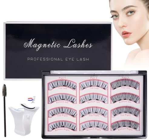 lomdung 6 Paare Magnetische Wimpern, 3D Volumen Magnetic Fake Wimpern, Magnetische Wimperns Natürlich, Künstliche Magnet Falsche Lashes, für Tägliches Make-up Oder Dating, Party