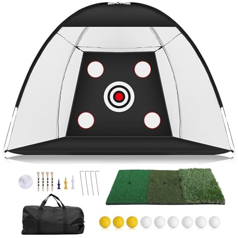 Aomiun Golfschwung Übungsnetz für den Außenbereich, Dreifach Faltbares Gras Trainingsnetz Set, Multifunktionales Zielnetz Langlebig Einfache Installation 3 x 2 m (Gesetzt (wie Gezeigt))
