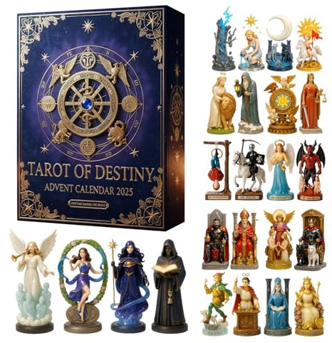 Tarot Weihnachts Adventskalender 2025, 2D Acrylfiguren Ornamente Weihnachts Countdown Kalender, 24 Tarot Figuren Für Mädchen, Erwachsene, Studenten, Freunde, Zuhause, Partys, Autoinnenraum