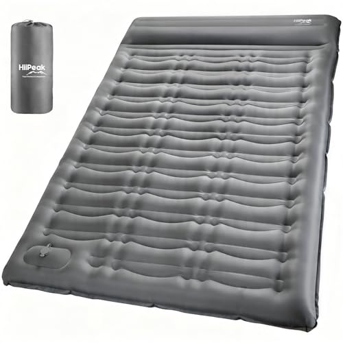 HiiPeak Matelas Camping à 12cm d’épaisseur – Matelas Gonflable avec Pompe à Pied Intégrée & Oreiller, Lit de Camp Pliable, Matelas Randonnée Ultra Léger, Tapis de Sol Autogonflant
