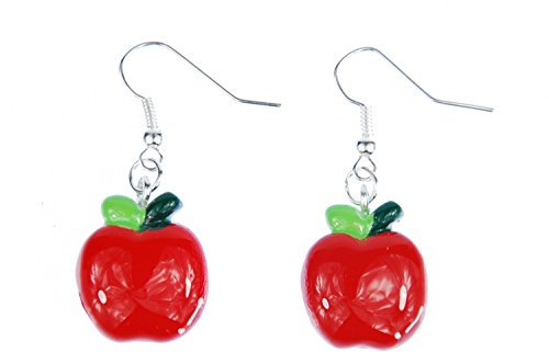 Miniblings Apfel Ohrringe Hänger Lebensmittel Frucht Obst Apfelbaum Kunstharz - Handmade Modeschmuck I Ohrhänger Ohrschmuck versilbert