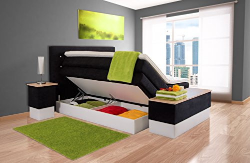AUKONA Boxspringbett Sophie mit Bettkasten 120x200, 7 Zonen Taschenfederkern, H2 H3 H4, Komfortschaum-Topper, Kostenlose Anlieferung und Aufbau