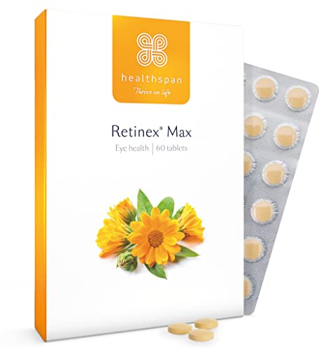 Healthspan Retinex Max Eye Advanced Eye Support (60 Tablets) | Long Term Vision & Eye Health | 20mg Lutein & 2,000ug Zeaxanthin | with Vitamin B2 | Natural Source Carotenoids | Vegan